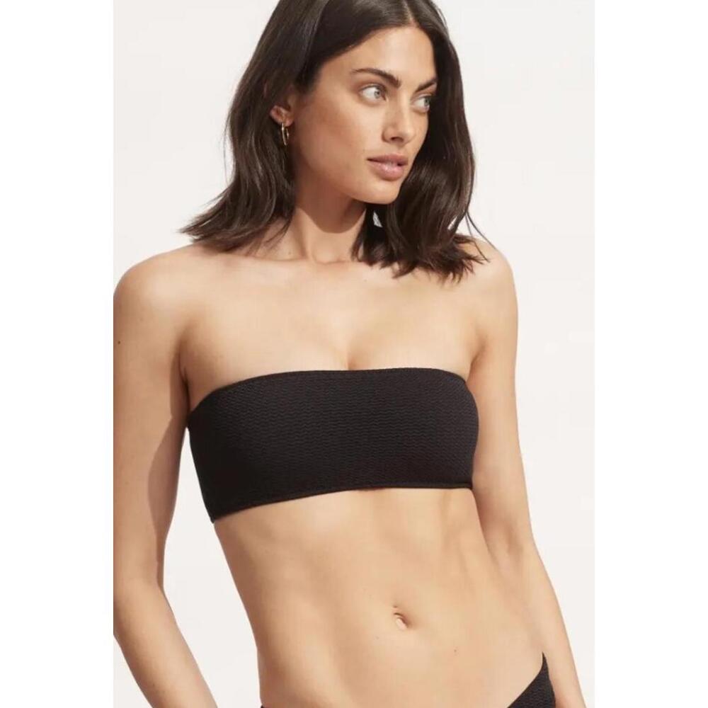 Seafolly Women's Sea Dive tube Top Bikini Top Swim Black Size 6 #Z